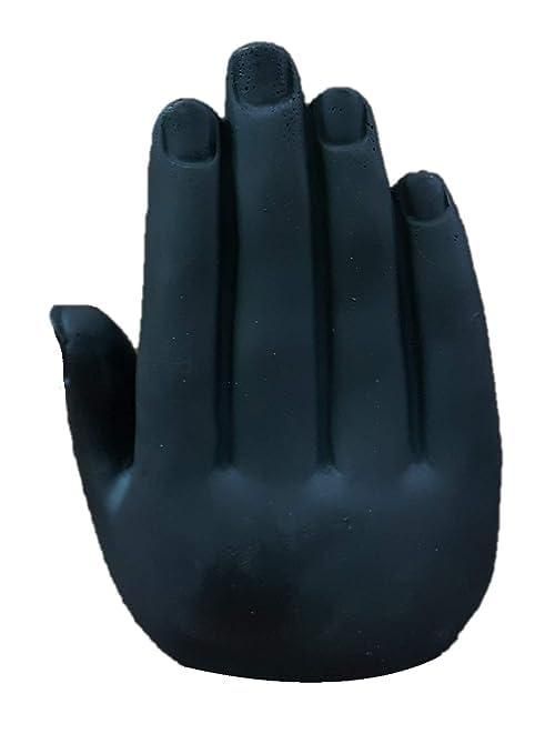 Meditating Palm Buddha Idol – Handcrafted Black Golden Spiritual Decor